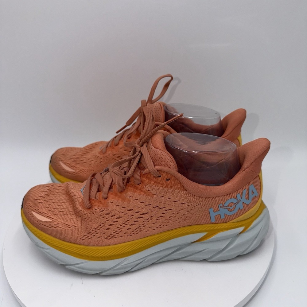 Hoka One One Womens Clifton 8 Sun Baked Orange Running Shoes Sneakers 8 D